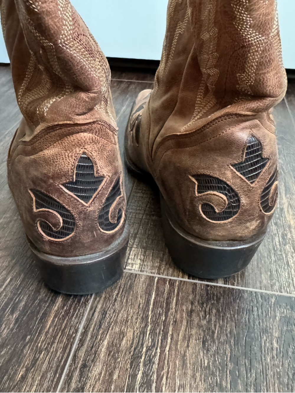 JB Dillon Goatskin Mens Brown Leather Inlaid Cowboy Western Boots 10 EE - Picture 14 of 14